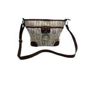 Etienne Aigner Purse Shoulder Bag Canvas Logo All Over Print Colored